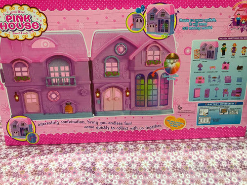 Pink House Family Medium Doll House with Lights and Sounds 5