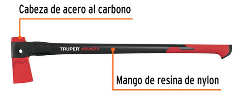 Hacha De Corte 1,8kg 36  Mango Nylon Truper 100176 C 2