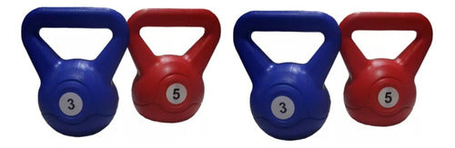 Kit Set Combo x4 Kettlebell PVC Weights 3-5kg Fitness TML 0