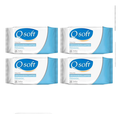 Q-Soft Makeup Remover and Hydrating Wipes Pack of 25 Units x 4 0