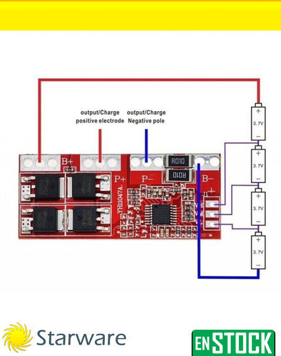 Starware Modulo Proteccion Carga Oky3603 4S 30A 18650 Li Ion 1