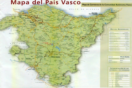 Mapa Del País Vasco España Comunidad - Lámina 45x30 Cm. 1