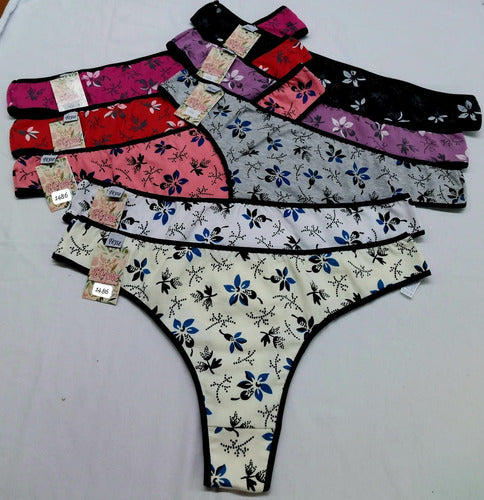 Pack of 6 Cotton Lycra Super Special Size Printed Thongs 6