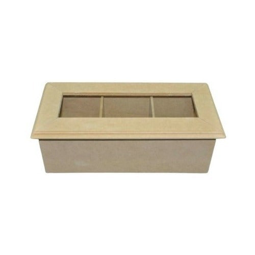 LUNA DE GALES Tea Box x 3 with Glass Lid MDF 10x23.4x7 CTTV3 0