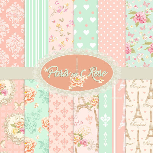 Paris En Rose Pack 12 Papeles Para Scrapbooking 30x30cm 0