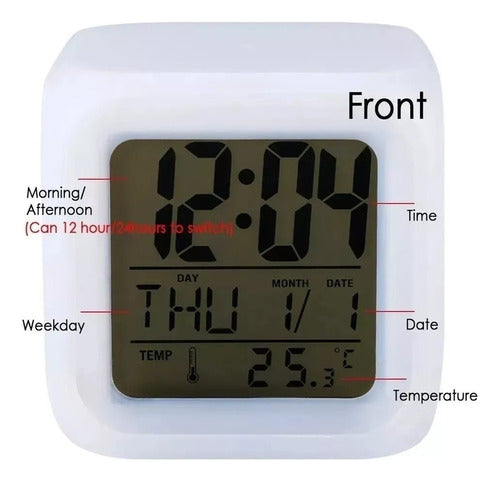 SIPI SHOP Color Changing LED Cube Digital Alarm Clock 1