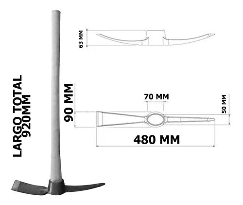 MetalurgicaCDG Pico Punta Y Pala Forjada Con Cabo 90cm Nacional Profesional 3