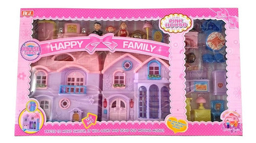 Pink House Family Medium Doll House with Lights and Sounds 0