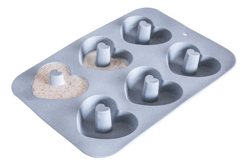 Annie's Home Silicone Heart Donut Mold 6 Slots 26.3x18x3.5cm 0