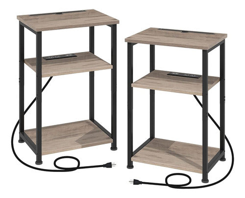 Amhancible Nightstands Set De 2, Mesa Auxiliar Con Soporte P 0