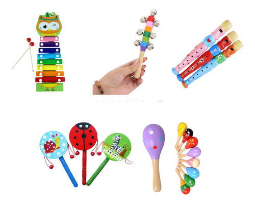 Pack Musical Infantil Madera 5 Instrumentos Didácticos Niños 0