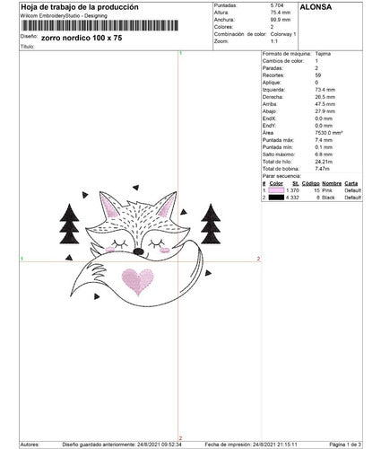 Embroidery Machine Design File: Nordic Fox 1