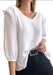 Women's Solid Color Blouse 3/4 Sleeve Lightweight Fibrana Top Lady 2