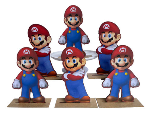 Kit Display De Mesa 6 Peças Para Festa Super Mario Mdf 0