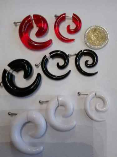 Acrylic Steel Spiral Fake Expander Horn Earrings Piercing 3-4 cm 11