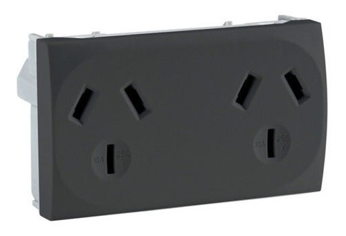 Schneider Double Outlet with Ground 10A Gray Plasnavi Roda 250V 0