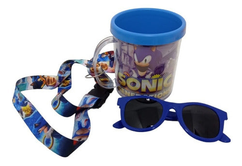 Sonic Azul Copo Oculos Escuro Com Alça Personalizada Sonic 0