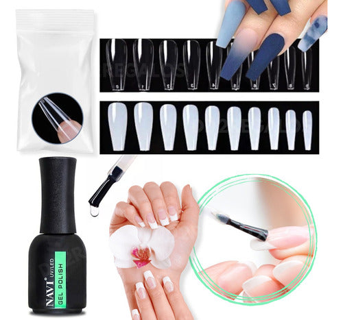 Kit Press On Kapping Gel Corrective + 100 Coffin Shape Tips Nails 0