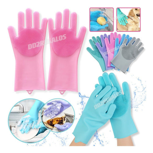 2 Magic Silicone Sponge Gloves for Kitchen, Pets, and All-Purpose Cleaning 1