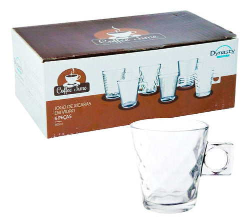 Kit 6 Xícaras De Vidro 80ml Café Capuccino Coffe Diamond 0