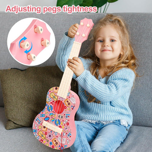 LeeQee 21-inch Ukulele for Kids, 4-string Guitar with Pick 5