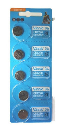 Vinnic CR1220 3V Lithium Batteries for Watches, Instruments, and Lights - 5 Pack 0