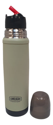 Lumilagro 1 Liter Stainless Steel Flask Covered in Leather 0