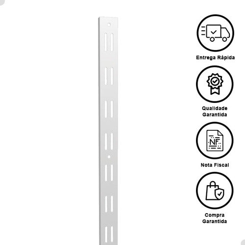 Trilho Rasgo Duplo 200cm 2m Cremalheira Branco Kit 4 Uni 1