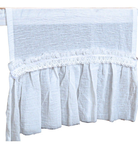 Gauze Table Runner with Ruffled Lace Trim - Premium Quality 0