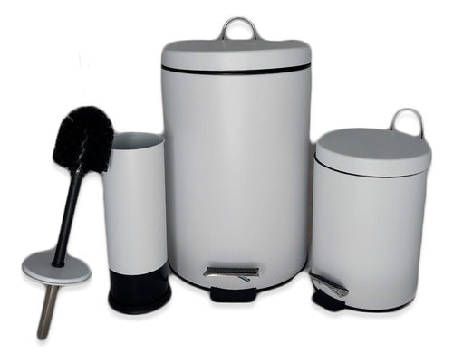 Stainless Steel Trash Can Set with Pedal and Brush - 3L & 12L 0