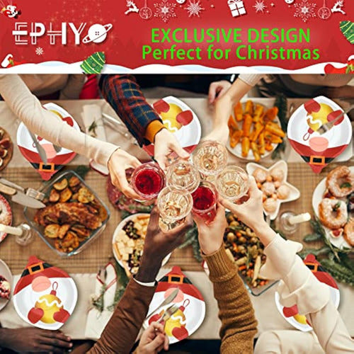 Ephyo 50 Disposable Christmas Paper Plates 6