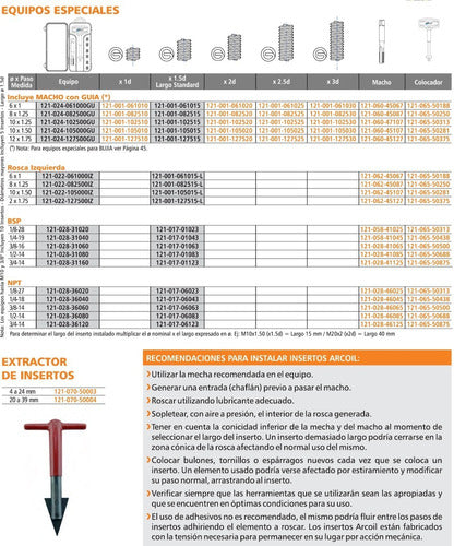 ARCOIL Inserts Para Roscas 7x1 1.5d M7 - 10 Unidades 6