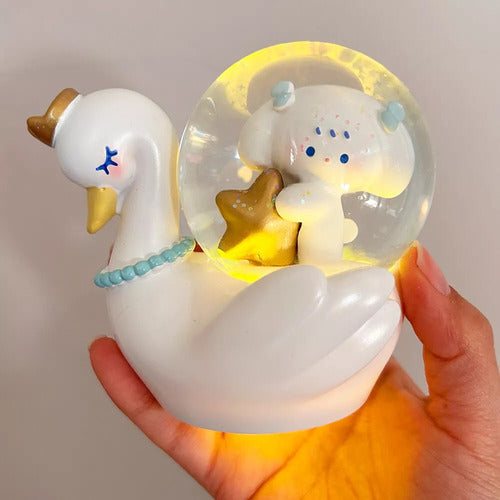 Ladiescleo Glass Sphere Cinnamoroll Swan with Light 2