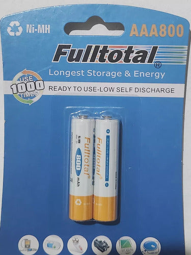 Fulltotal Rechargeable AAA 800mAh Batteries Pack of 2 Units 1