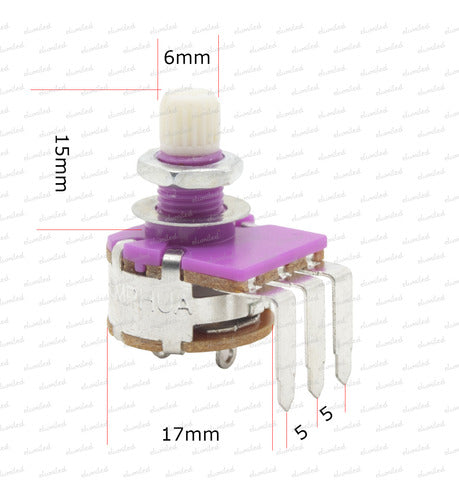 ELUMILED 20 Potentiometers 16mm 500K Linear With Key Axle 6mm Striated 3