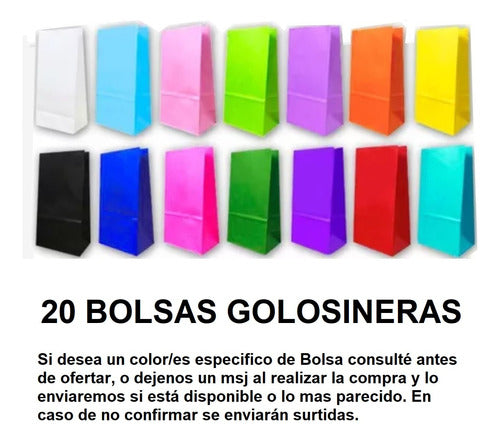 Combo Golosinas Cumpleaños 20 Chicos Rocklets + 20 Bolsas 5