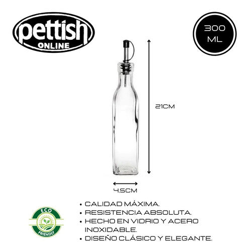 Aceitera Vinagrera Vidrio Pico 300ml Pettish Online Cg 1