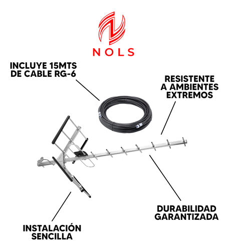 Antena Tda Tv Digital Abierta Hd Megalite + 15m Cable Coaxil 1