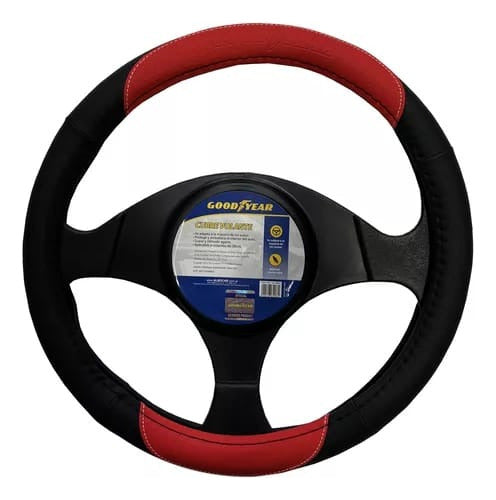 Goodyear Steering Wheel Cover - Red and Black - Cuerina 0