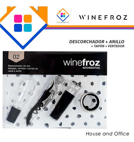 Winefroz Descorchador Winefroz Sacacorcho + Anillo + Tapón + Vertedor 1