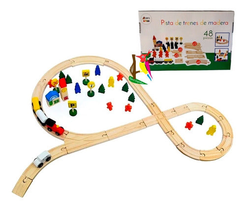 Cubeta Pista Trenes X 48 Madera Didactica Vagones Imantados Niños 1