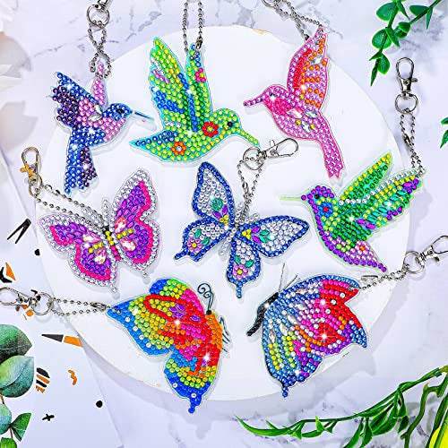 Diamond Painting Keychain Kit - Butterfly and Hummingbird (8 Units) 1