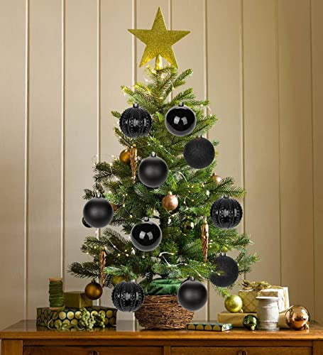 Bolas De Arbol Navidad 8cm Negras X 12u 1