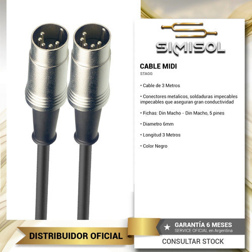 Cable Midi Punta Metalica Profesional - 3m -  Simisol 1