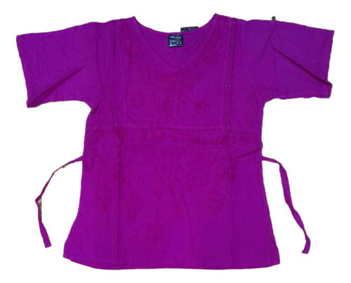 Patchouly Artesanías Blusa Camisola Camisa Bordada Hindu Algodon 0187 Fucsia 0