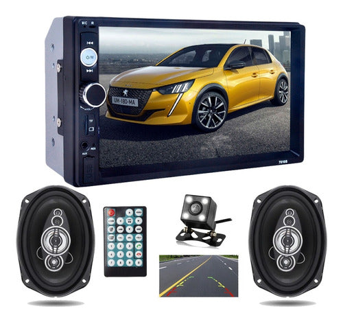 Car Stereo 2 Din 7010B 7" Touchscreen BT + 2 Speakers 0