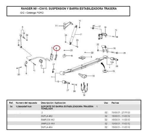 Soporte Barra Estabilizadora Trasera Ford Ranger 2001/2012 1