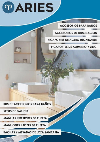 Aries Kit De Accesorios Para Baños 6 Piezas Cromo Y Vidrio M-2200a 3