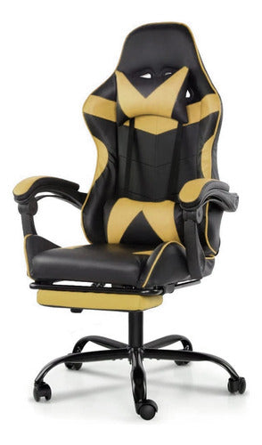 Lumax Gamer Chair Model Rom with Footrest - Black/Yellow 1