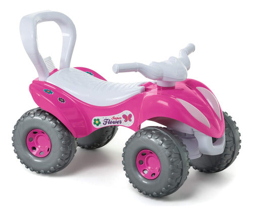 Quadriciclo Infantil Super Flower Rosa Empurrador Calesita 3